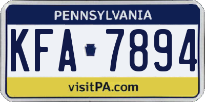 PA license plate KFA7894