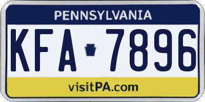 PA license plate KFA7896