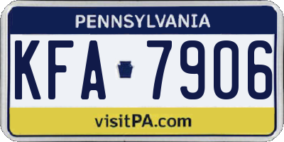 PA license plate KFA7906