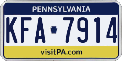 PA license plate KFA7914