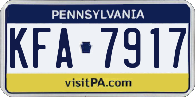 PA license plate KFA7917