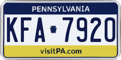 PA license plate KFA7920