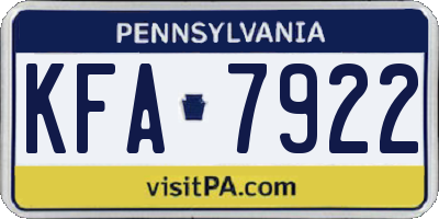 PA license plate KFA7922