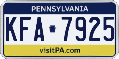 PA license plate KFA7925