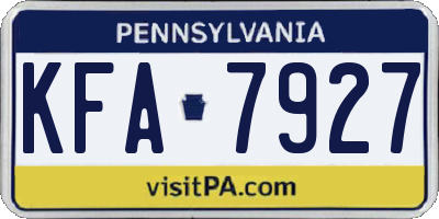 PA license plate KFA7927