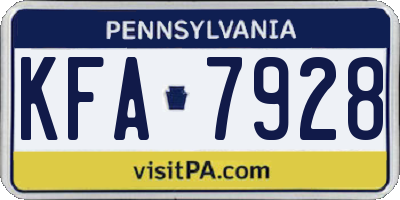 PA license plate KFA7928
