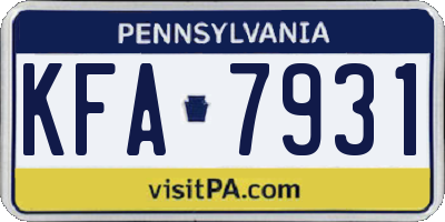 PA license plate KFA7931