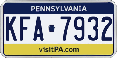 PA license plate KFA7932