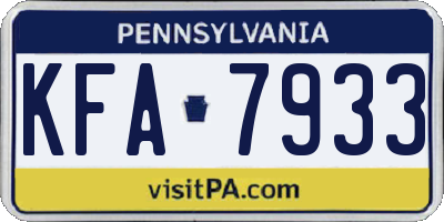 PA license plate KFA7933