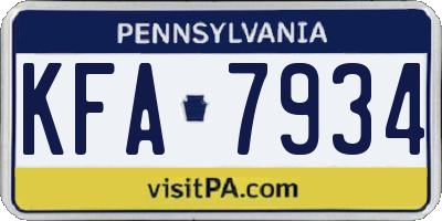 PA license plate KFA7934