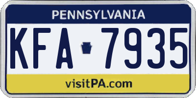 PA license plate KFA7935
