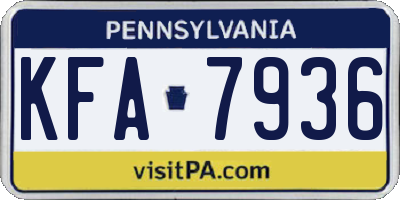 PA license plate KFA7936