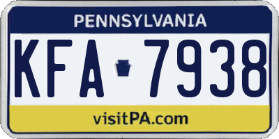 PA license plate KFA7938