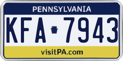 PA license plate KFA7943