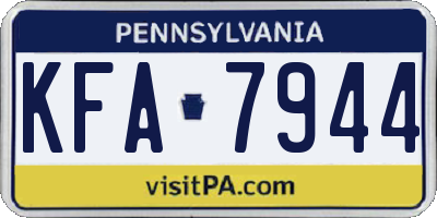 PA license plate KFA7944