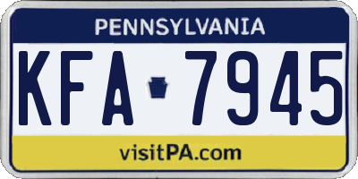 PA license plate KFA7945