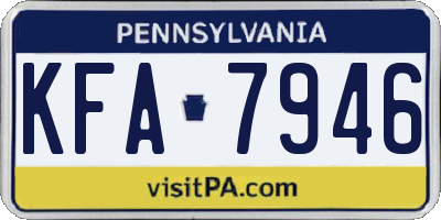 PA license plate KFA7946