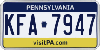 PA license plate KFA7947