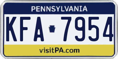 PA license plate KFA7954