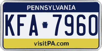 PA license plate KFA7960