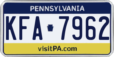 PA license plate KFA7962