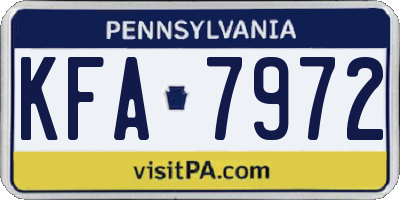 PA license plate KFA7972