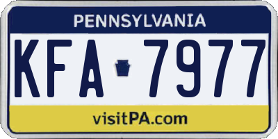 PA license plate KFA7977