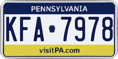 PA license plate KFA7978