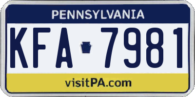 PA license plate KFA7981