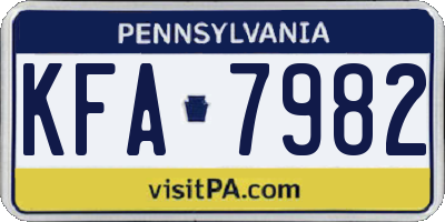 PA license plate KFA7982
