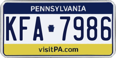 PA license plate KFA7986
