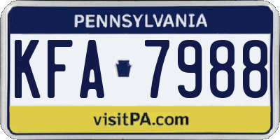 PA license plate KFA7988