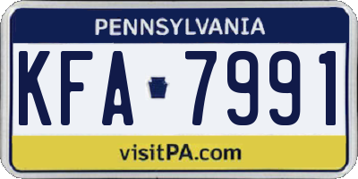 PA license plate KFA7991