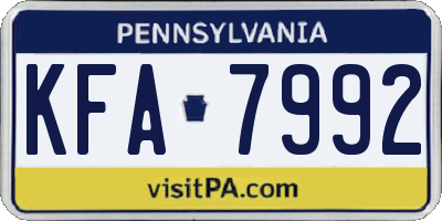 PA license plate KFA7992