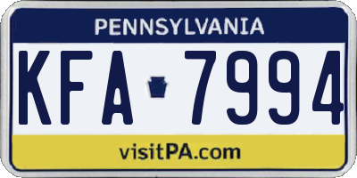 PA license plate KFA7994