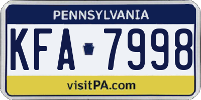 PA license plate KFA7998