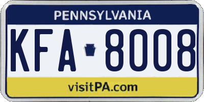 PA license plate KFA8008