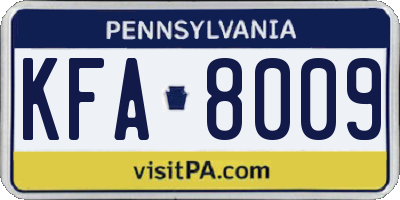 PA license plate KFA8009