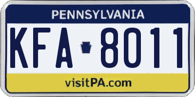 PA license plate KFA8011