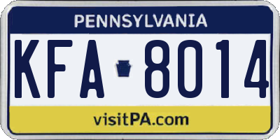 PA license plate KFA8014