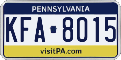 PA license plate KFA8015