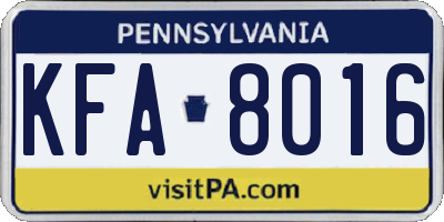 PA license plate KFA8016