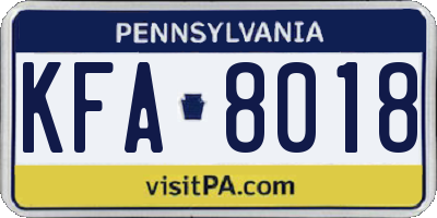 PA license plate KFA8018
