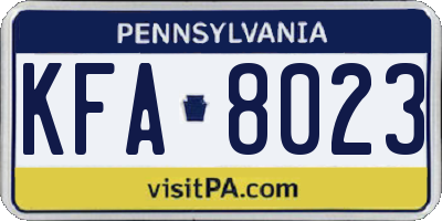 PA license plate KFA8023