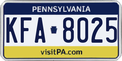 PA license plate KFA8025