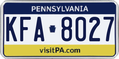 PA license plate KFA8027