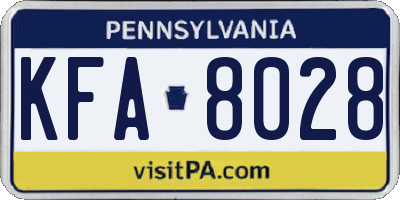 PA license plate KFA8028