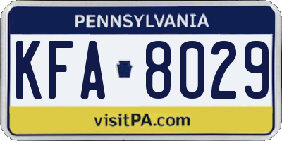 PA license plate KFA8029