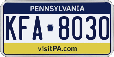 PA license plate KFA8030