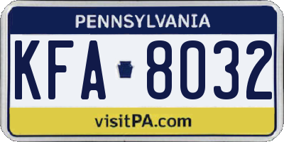 PA license plate KFA8032